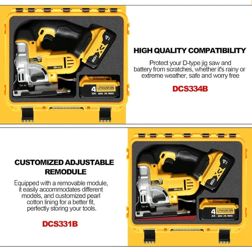 Vista 3 de Estuche para herramienta eléctrica Dewalt Jigsaw – Caja de herramientas dura impermeable para sierra caladora Dewalt 20V DCS334B DCS331B, kit