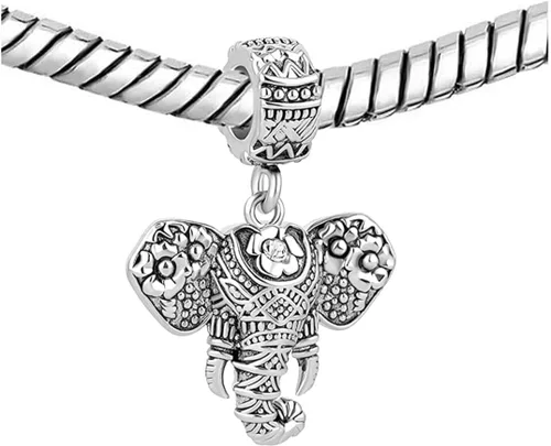 Vista 2 de KunBead Colgantes de elefante para mujeres y niñas, compatibles con pulseras Pandora, Cobre, vidrio