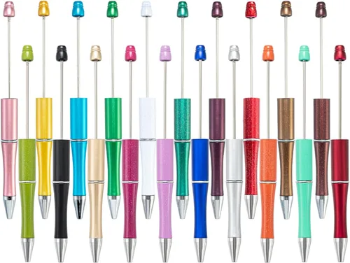 Vista 6 de PASISIBICK 100 piezas de recargas de pluma de plástico con cuentas azules, 6.2 cm/2.44 pulgadas de recargas de pluma de escritura suave para plumas