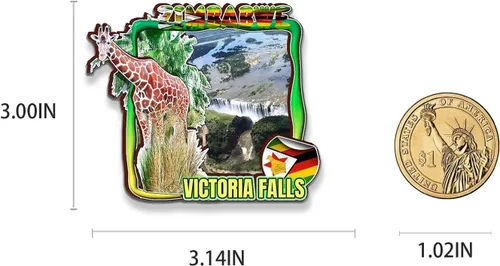 Vista 3 de Victoria Falls - Imán de madera para nevera, diseño de Zimbabwe, monumentos en 3D, recuerdos coleccionables, decoración hecha a mano