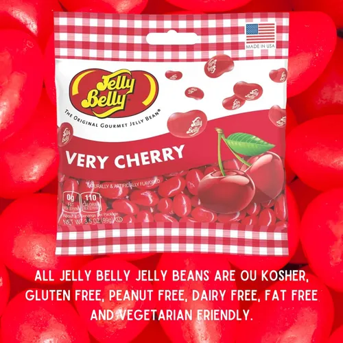 Vista 2 de Needzo Red Jelly Beans - Caramelos masticables con sabor a cereza, dulces compartibles con sabor a fruta jugosa, aperitivo para llevar, paquete de 3