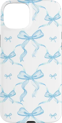 Vista 9 de Cintas y lazos estéticos de color azul claro para iPhone 16 en estuche de acuarela