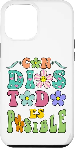 Vista 6 de Funda para iPhone 15 Con Dios Todo es Posible Camisa Cristiana Española para Mujer