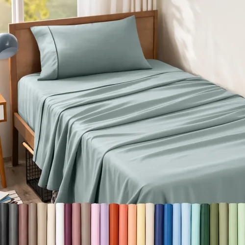 Vista 121 de Bare Home Juego de Sábanas Twin - Sábanas de Cama de Microfibra Ultra-Suave 1800 - Doble Cepillado - Bolsillos Profundos - Ajuste Fácil - Extra