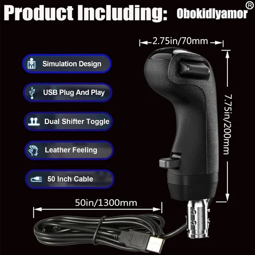 Vista 3 de Obokidly Upgrade USB Gearshift Knob Modification Steering Wheels Accessories Support G29 G27 G25 Compatible with PC for ATS & ETS2 Racing Shifter