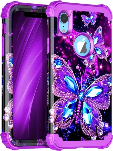 Vista 24 de Miqala Funda compatible con iPhone 13, que brilla en la oscuridad, tres capas, resistente, a prueba de golpes, de plástico duro, funda protectora