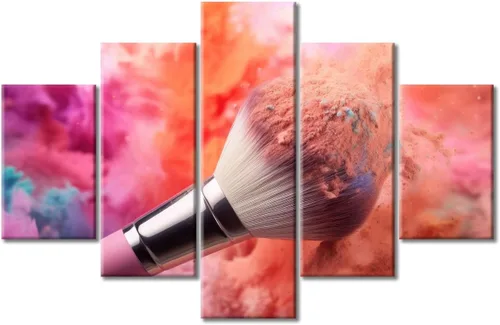Vista 22 de Póster abstracto de labios de niña, cuadros dorados sobre lienzo, arte de pared, hermosos pósteres e impresiones en lienzo de 5 piezas, arte
