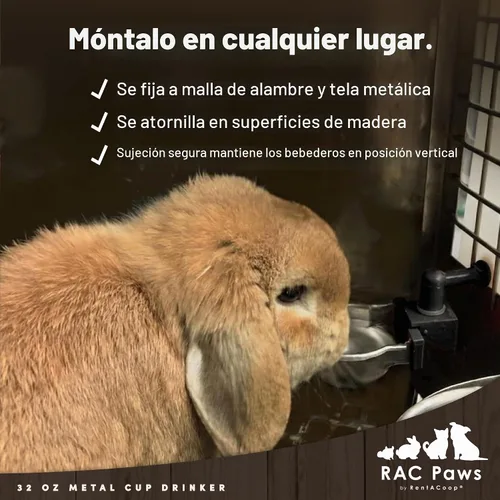 Vista 5 de RentACoop Botella para beber de animales pequeños de 32 oz con taza