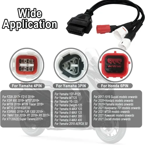 Vista 4 de Cable de diagnóstico adaptador OBD2 3 en 1, 16 pines a 6 pines 4 pines 3 pines conector de diagnóstico de selección múltiple, OBD2 a OBD1 6 Pin 4