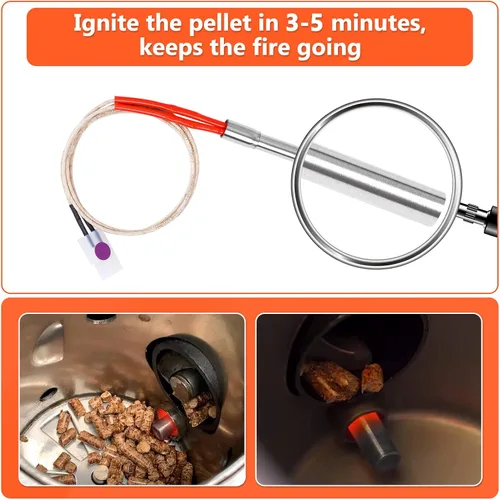 Vista 3 de Kit de Encendedor de Varilla Caliente de Repuesto de 2 Piezas para Parrillas de Pellets de Madera Traeger y Camp Chef, Encendedor de Parrilla