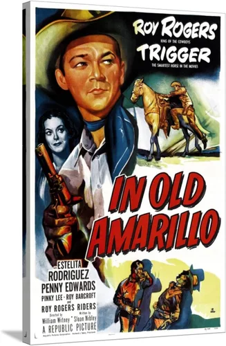 Vista 8 de ART Wall Art Print IN OLD AMARILLO, US poster, from left: Estelita Rodriguez, Roy Rogers, 1951 on White Frame, 16" x 22