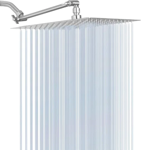 Vista 10 de Cabezal de ducha cuadrado grande de acero inoxidable de alta presión con brazo de ducha, cascada, cobertura de cuerpo completo, fácil de limpiar e