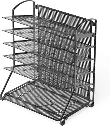 Vista 2 de SimpleHouseware - Bandeja organizadora para documentos de escritorio con 6 bandejas Bandeja de cartas de escritorio que ahorra espacio