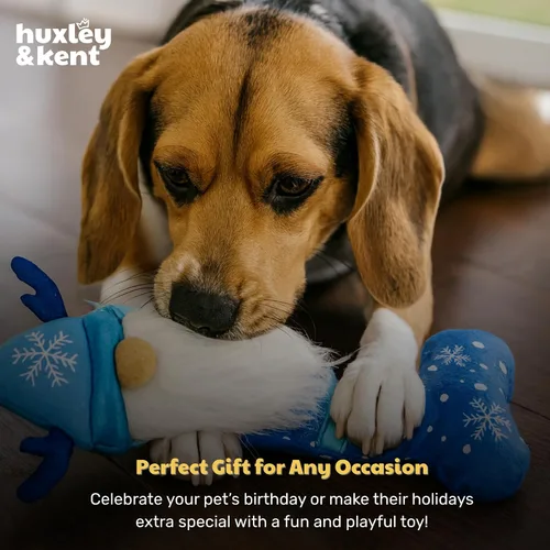 Vista 9 de Huxley & Kent Divertido juguete para perros con chirriador, juguetes chirriantes de felpa navideña para perros pequeños, medianos y grandes, animal