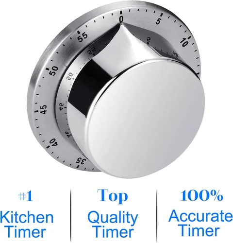 Vista 3 de Albayrak Temporizador de cocina, temporizador de cocina de chef con alarma fuerte, no requiere baterías, 100% mecánico, respaldo magnético