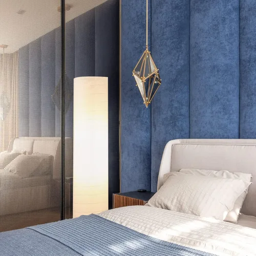 Vista 5 de Uonlytech Lámpara de pie de estilo nórdico, pantalla de papel, cubierta de luz de pie para sala de estar, dormitorio, decoración de hotel, pantalla