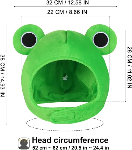 Vista 4 de Amosfun Sombrero de rana de felpa para adulto, divertido sombrero de animal de felpa con ojos grandes, lindo accesorio de disfraz de rana
