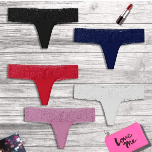 Vista 4 de Besame Bragas de encaje para mujer ropa interior de licra y elastano paquete de 5