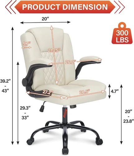 Vista 2 de Silla de oficina ergonómica ejecutiva, silla de escritorio para computadora de alta resistencia con reposabrazos ajustable y capacidad