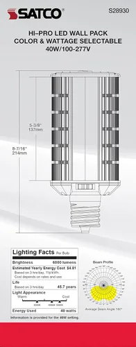 Vista 9 de Satco 40W/LED/WP/CCT/EX39/100-277V Blanco