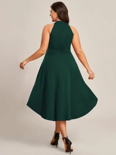 Vista 2 de Ever-Pretty Vestido de cóctel casual con cuello halter de talla grande para mujer 01782-PZ