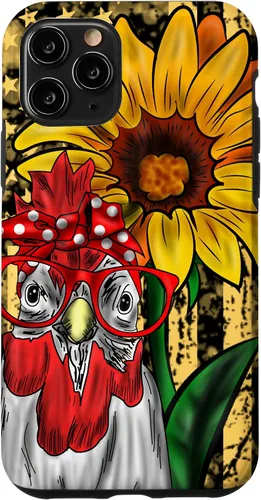 Vista 27 de iPhone 16 doméstico pollo vidrio bandera americana girasol retro divertido caso