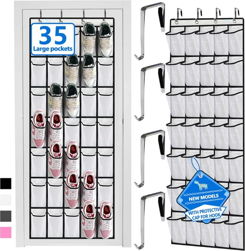 Vista 8 de Organizador de zapatos sobre la puerta, 2025 mejorado, organizador de zapatos, 35 bolsillos enormes, organizador de zapatos sobre la puerta