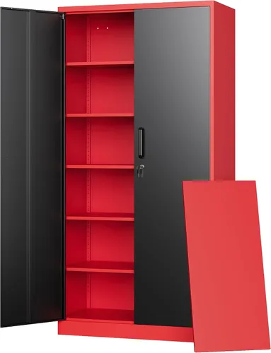Vista 15 de Letaya Armario de almacenamiento de metal de 71 pulgadas de alto con 2 puertas y 4 estantes, armarios altos de despensa de cocina, organizadores