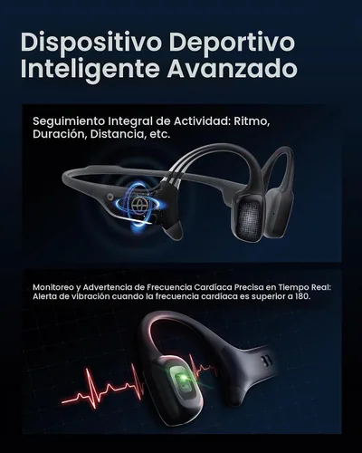 Vista 2 de mojawa Auriculares deportivos inteligentes HaptiFit Terra, IP68, MP3 de 32 Cardenal Rojo Blaz
