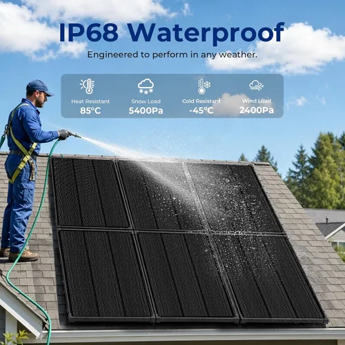 Vista 6 de 200 paneles solares del vatio N-tipo 18BB el panel solar 25,6% de alta Negro