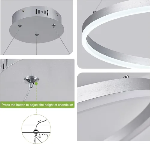 Vista 41 de Benkut Lámpara de Araña de Anillo LED Moderna Negra para Comedor, Lámpara de Araña de Techo Circular Empotrada Regulable con Control Remoto
