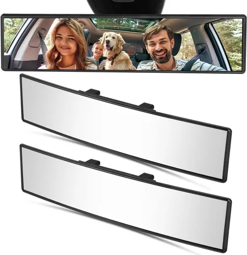 Vista 8 de Espejo retrovisor para auto de vidrio HD de 12 pulgadas, antirreflejos, con clip, panorámico, de gran angular, espejo retrovisor interior universal