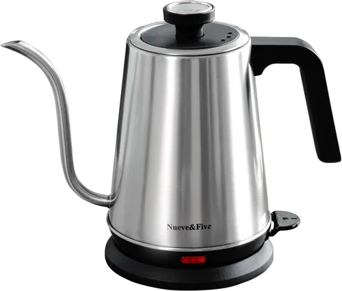 Vista 9 de Nueve&Five - Hervidor eléctrico de cuello de cisne con termómetro, hervidor de agua caliente de 1.0 L para café y té, 1000 W, apagado automático