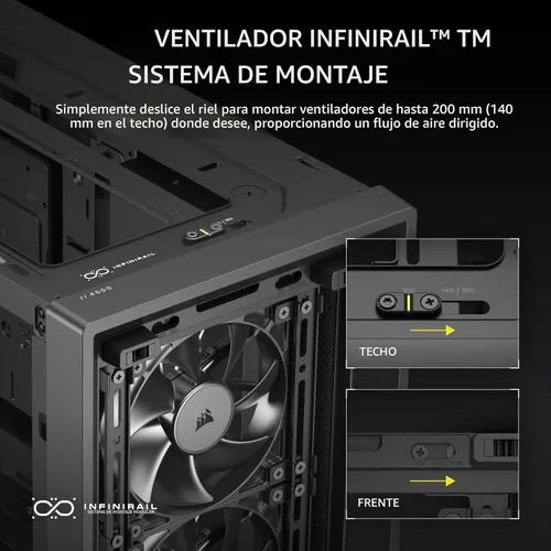 Vista 6 de [Usado] CORSAIR 4000D RS Frame Modular de alto flujo de aire para torre media de PC – 3 ventiladores CORSAIR RS – Sistema de montaje de ventilador