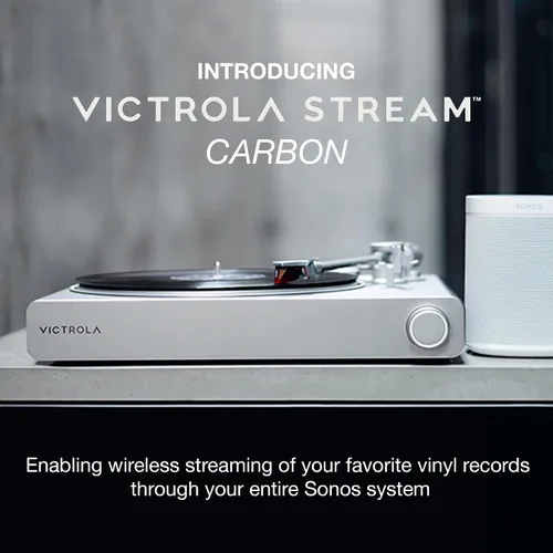 Vista 2 de Victrola Stream Carbon - Tocadiscos de 2 velocidades con transmisión Wi-Fi con Bluetooth, funciona con Sonos, transmisión Wi-Fi UPnP, relé listo