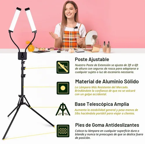 Vista 5 de CENOZ - Lámpara de pestañas para extensiones de pestañas, 5800 lúmenes, luz esteticista para extensiones de pestañas con soporte de trípode