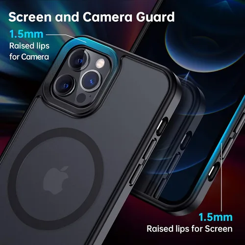 Vista 6 de Meifigno- Funda magnética diseñada para el iPhone 12 Pro Max, [protección de grado militar y compatible con MagSafe], parte trasera mate translúcida