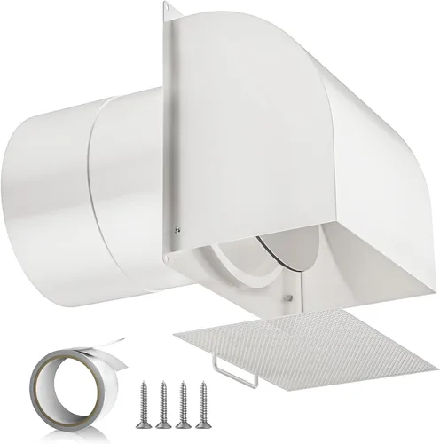 Vista 8 de Hon&Guan - Ventilación de pared con capucha de 4 pulgadas con solapa magnética y malla extraíble, cubierta de ventilación de secadora exterior