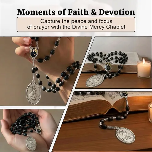 Vista 7 de SANCTUM VERITAS Saint Faustina Kowalska True Relic Chaplet Apostle Divine of Mercy Miraculous Medal Jesus I Trust in You Chaplet Three O' Clock