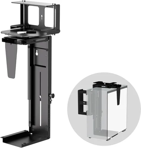Vista 9 de Pholiten Soporte de Montaje Ajustable para Mini PC de Cliente Delgado, Soporte para Computadora CPU VESA Bajo Escritorio y Brazo de Monitor