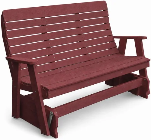 Vista 43 de Amish Made Antique Mahogany 4 ft Outdoor Glider Bench, HDPE Made in USA Fairfax Collection HDPE Poly Lumber Outdoor Glider Bench, All-Weather