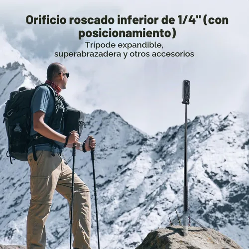 Vista 5 de K&F CONCEPT Palo selfie plegable compatible con Insta360 X5, varilla de extensión de aleación de aluminio de 36.4 in, poste invisible, mango