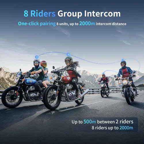 Vista 2 de Fodsports M1-S PLUS - Auriculares Bluetooth para motocicleta con intercambio de música, silencio de micrófono, FM, potente batería de 900 mAh