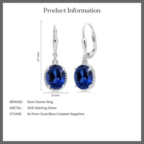 Vista 182 de Gem Stone King Aretes colgantes de gota para mujer, plata de ley 925, piedra natal ovalada de 0.354 x 0.276 in, joyería fina, regalos para ella