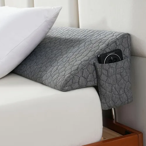Vista 10 de Almohada de cuña de tamaño individual de patente (39 x 10 x 6 pulgadas), almohada de cuña para cabecero, almohada triangular, almohada larga