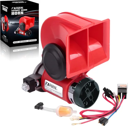 Vista 12 de FARBIN Bocina de aire para bocina de tren de coche para camiones, kit de bocina de coche ruidosa con botón Compact, blue, 12V 150dB loud, with
