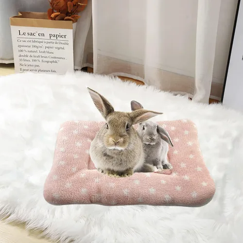 Vista 4 de Cama de felpa de animales pequeños, para conejito, ardilla, erizo, rosa y gris, 2 unidades.