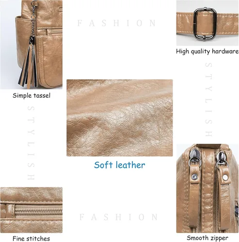 Vista 6 de Bolsos VOLGANIK ROCK para mujer de piel sintética suave, bolso de hombro para damas, bolso bandolera y bolsos de mano, liviano, con bolsillos