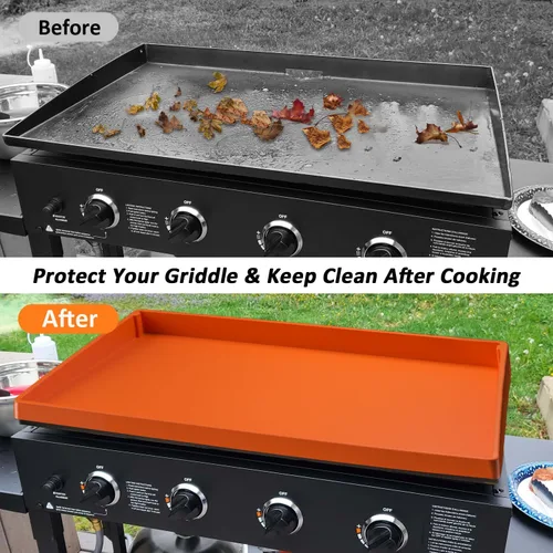 Vista 3 de Funda de silicona para parrilla Blackstone de 28 pulgadas Tapete protector de cobertura completa Resistente de grado alimenticio Previene