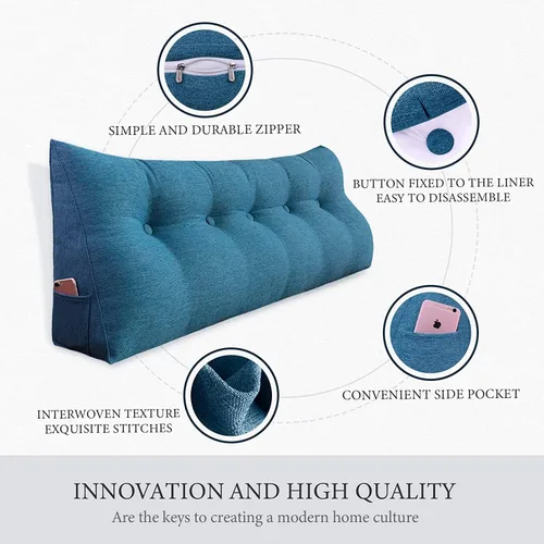 Vista 3 de Funda de almohada para cabecero, funda de almohada grande de cuña para cama, triangular, almohada de lectura, soporte de espalda, funda de almohada